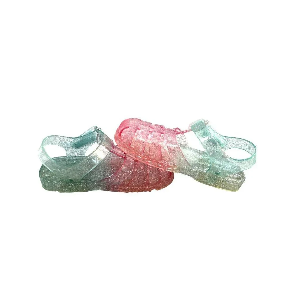 Oshkosh Toddler Girls Jelly Shoes/Sandals Pink/Green/Silver Size 7